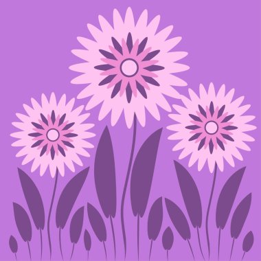 Kare arkaplandaki soyut illüstrasyon - biçimlendirilmiş çiçekler - grafikler. Muhteşem bitki dünyası. Gerçeküstü. Tasarım elemanları. Kitap veya not defteri kapağı için arkaplan, kartpostal, poster, iç tasarım