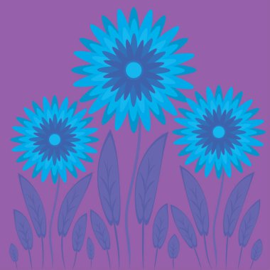 Kare arkaplandaki soyut illüstrasyon - biçimlendirilmiş çiçekler - grafikler. Muhteşem bitki dünyası. Gerçeküstü. Tasarım elemanları. Kitap veya not defteri kapağı için arkaplan, kartpostal, poster, iç tasarım