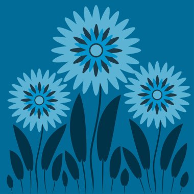 Kare arkaplandaki soyut illüstrasyon - biçimlendirilmiş çiçekler - grafikler. Muhteşem bitki dünyası. Gerçeküstü. Tasarım elemanları. Kitap veya not defteri kapağı için arkaplan, kartpostal, poster, iç tasarım