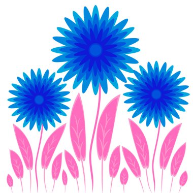 Kare arkaplandaki soyut illüstrasyon - biçimlendirilmiş çiçekler - grafikler. Muhteşem bitki dünyası. Gerçeküstü. Tasarım elemanları. Kitap veya not defteri kapağı için arkaplan, kartpostal, poster, iç tasarım