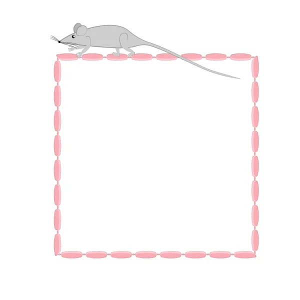 Απρόσκοπτη Μοτίβο Ατελείωτη Υφή Τετράγωνο Φόντο Στυλιζαρισμένα Ποντίκια Αρουραίοι Λουκάνικα — Διανυσματικό Αρχείο