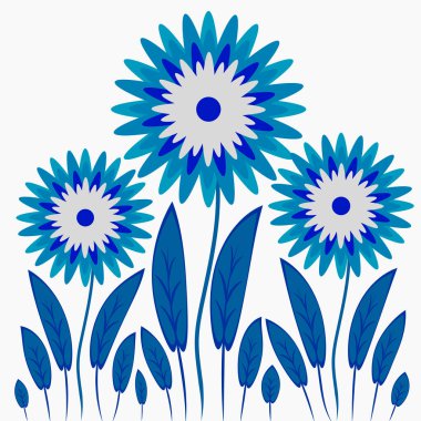 Kare arkaplandaki soyut illüstrasyon - biçimlendirilmiş çiçekler - grafikler. Muhteşem bitki dünyası. Gerçeküstü. Tasarım elemanları. Kitap veya not defteri kapağı için arkaplan, kartpostal, poster, iç tasarım