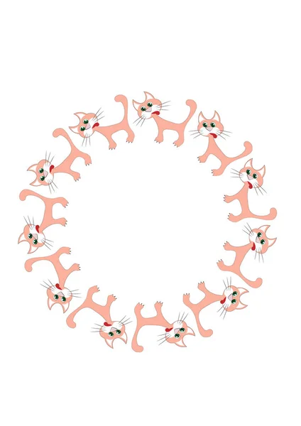 Beyaz Bir Formatında Sürreal Grafik Üzerinde Stilize Kedi Çerçeveleri Defter — Stok fotoğraf