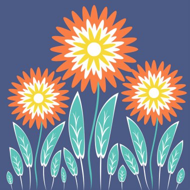 Kare arkaplandaki soyut illüstrasyon - biçimlendirilmiş çiçekler - grafikler. Muhteşem bitki dünyası. Gerçeküstü. Tasarım elemanları. Kitap veya not defteri kapağı için arkaplan, kartpostal, poster, iç tasarım