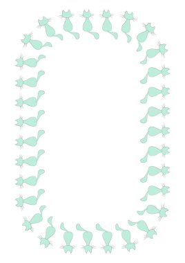 Beyaz bir A4 formatında, sürreal, grafik üzerinde stilize kedi çerçeveleri. Defter kapakları, mobil uygulamalar, web siteleri, tasarım ögeleri tasarlanıyor