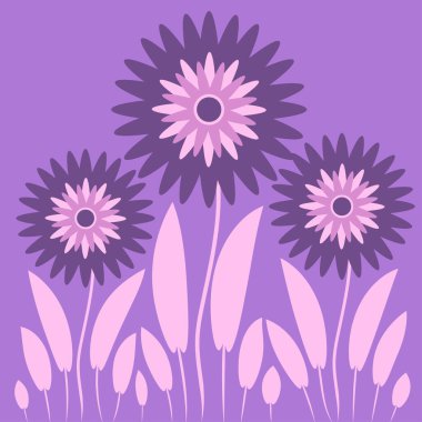 Kare arkaplandaki soyut illüstrasyon - biçimlendirilmiş çiçekler - grafikler. Muhteşem bitki dünyası. Gerçeküstü. Tasarım elemanları. Kitap veya not defteri kapağı için arkaplan, kartpostal, poster, iç tasarım