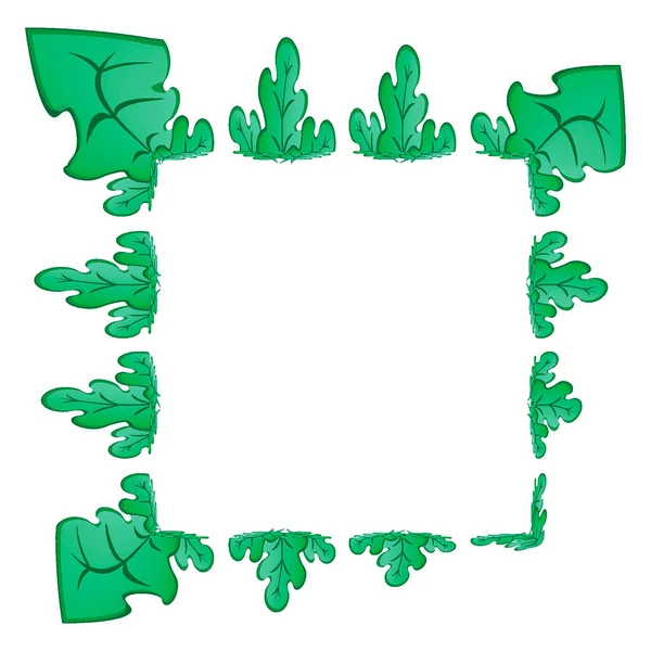 Rámečky Čtvercovém Pozadí Stylizované Zelené Dubové Listy Rostliny Grafiky Báječný — Stockový vektor