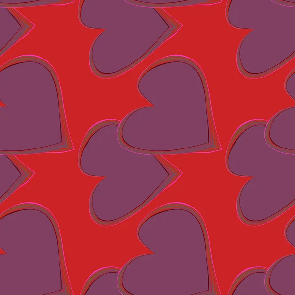 Nahtloses Muster Endlose Textur Auf Quadratischem Hintergrund Stilisierte Herzen Zweit — Stockvektor