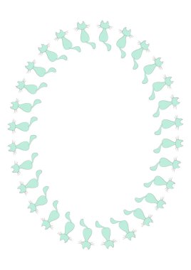 Beyaz bir A4 formatında, sürreal, grafik üzerinde stilize kedi çerçeveleri. Defter kapakları, mobil uygulamalar, web siteleri, tasarım ögeleri tasarlanıyor