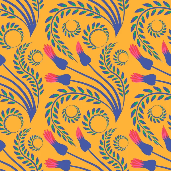 Kusursuz desen, kare arkaplanda uçsuz bucaksız doku - şekillendirilmiş çiçek ve yapraklar, kabarcıklarla çevrili - grafikler. Muhteşem bitki dünyası. Gerçeküstü. Tasarım elemanları. Web sitesi, blog, duvar kağıdı, tekstil, ambalaj için arkaplan.