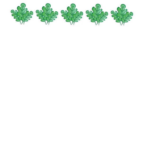 Ramy Kwadratowym Tle Stylizowane Liście Zielonego Dębu Rośliny Grafika Bajeczny — Wektor stockowy