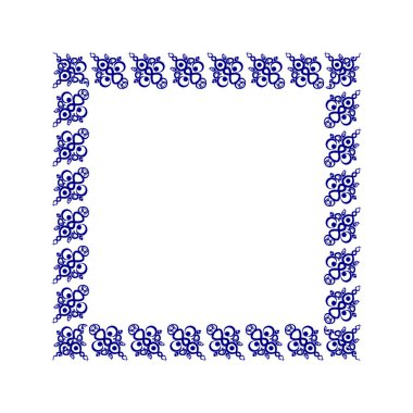 Kare bir sayfadaki dekoratif etnik unsurların çerçeveleri, gerçeküstü, grafikler. Defter kapakları, mobil uygulamalar, web siteleri, tasarım ögeleri tasarlanıyor