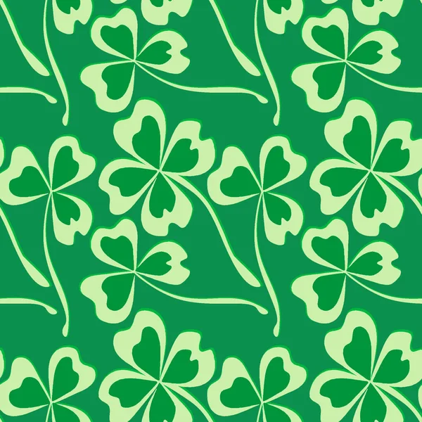 Kusursuz desen, kare arkaplanda uçsuz bucaksız doku - stilize yonca ve sihirli dört yapraklı grafikler. Muhteşem bitki dünyası. Gerçeküstü. Tasarım elemanları. Web sitesi, blog, duvar kağıdı, tekstil, ambalaj için arkaplan.