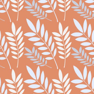 Kusursuz desen, kare arkaplandaki sonsuz doku - külün stilize edilmiş yaprakları - grafikler. Muhteşem bitki dünyası. Gerçeküstü. Tasarım elemanları. Web sitesi, blog, duvar kağıdı, tekstil, ambalaj için arkaplan.