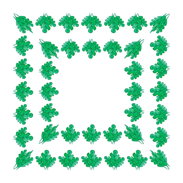 Marcos Sobre Fondo Cuadrado Hojas Roble Verde Estilizado Plantas Gráficos — Vector de stock