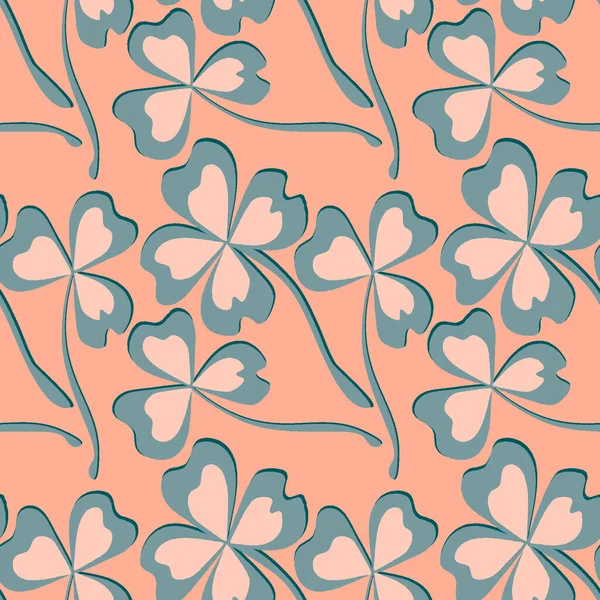 Stilize edilmiş yonca ve dört yapraklı sihirli grafikler. Muhteşem bitki dünyası. Gerçeküstü. Tasarım ögeleri