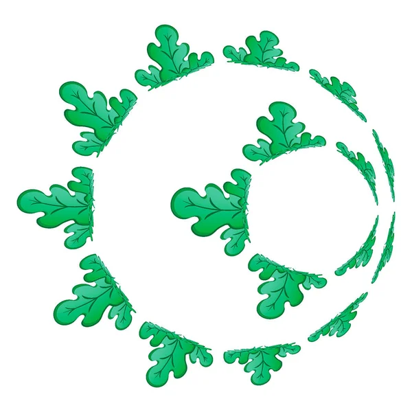 Рамки на квадратному фоні - стилізоване зелене дубове листя, рослини - графіка. Казковий лісовий світ — стоковий вектор