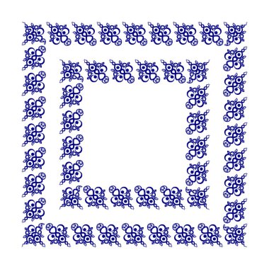 Kare bir sayfadaki dekoratif etnik unsurların çerçeveleri, gerçeküstü, grafikler. Defter kapakları, mobil uygulamalar, web siteleri, tasarım ögeleri tasarlanıyor