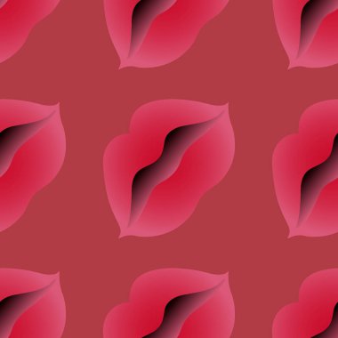 Kusursuz desen, kare arkaplanda sonsuz doku stilize edilmiş dudaklar, yarı açık ağız izole edilmiş, grafikler. Moda ve tarzın bohem dünyası. Gerçeküstü. Tasarım elemanları. Web sitesi, blog, duvar kağıdı, tekstil, ambalaj için arkaplan.