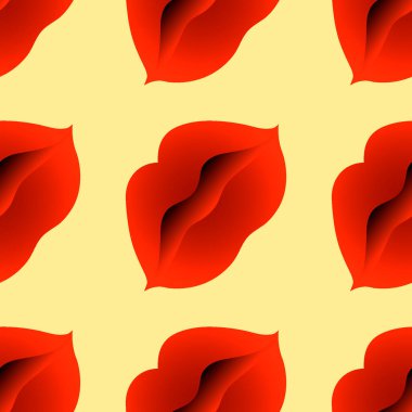 Kusursuz desen, kare arkaplanda sonsuz doku stilize edilmiş dudaklar, yarı açık ağız izole edilmiş, grafikler. Moda ve tarzın bohem dünyası. Gerçeküstü. Tasarım elemanları. Web sitesi, blog, duvar kağıdı, tekstil, ambalaj için arkaplan.