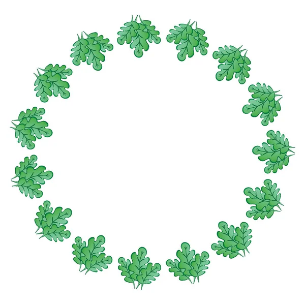 Marcos Sobre Fondo Cuadrado Hojas Roble Verde Estilizado Plantas Gráficos — Vector de stock