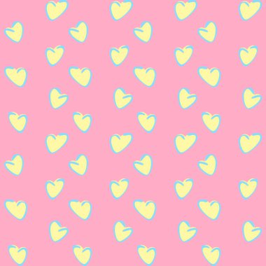 Kusursuz desen, kare arkaplandaki sonsuz doku - şekillendirilmiş kalpler - renk grafikleri. Muhteşem bir aşk dünyası. Gerçeküstü. Tasarım elemanları. Web sitesi, blog, duvar kağıdı, tekstil, ambalaj için arkaplan.