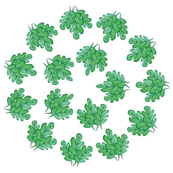 正方形背景上的框架 风格化的绿色橡树叶 植物图形 神奇的森林世界 设计元素 纺织品 包装背景 — 图库矢量图片