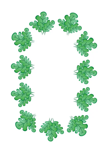 Κορνίζες Από Φύλλα Πράσινης Βελανιδιάς Λευκό Φύλλο Σχήματος Παστίς Γραφικά — Διανυσματικό Αρχείο