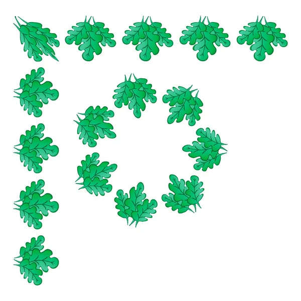 正方形の背景にフレーム 様式化された緑のオークの葉 グラフィック 素晴らしい森の世界 デザイン要素 ウェブサイト ブログ テキスタイル パッケージの背景 — ストックベクタ