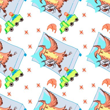 Kusursuz desen, kare arkaplandaki sonsuz doku çocuklu uyku baykuşu annenin grafikleri. Tatlı rüyalar, aile, anne ve çocuk. Tasarım elemanları. Web sitesi, blog, duvar kağıdı, tekstil, ambalaj için arkaplan