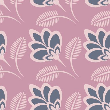 Kusursuz desen, uçsuz bucaksız doku, biçimlendirilmiş çiçekler, grafikler. Bitkiler. Tasarım ögeleri - Duvar kağıdı, tekstil, paketleme, siteler veya mobil uygulamalar için arkaplan