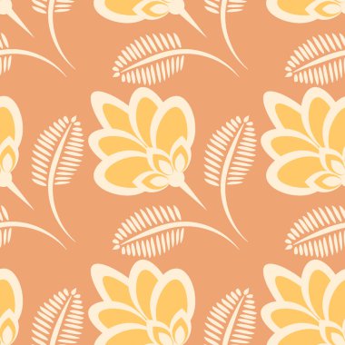 Kusursuz desen, uçsuz bucaksız doku, biçimlendirilmiş çiçekler, grafikler. Bitkiler. Tasarım ögeleri - Duvar kağıdı, tekstil, paketleme, siteler veya mobil uygulamalar için arkaplan