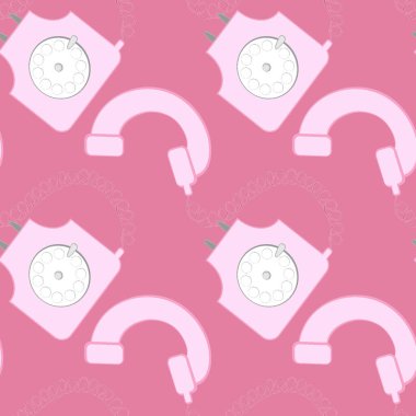 Kusursuz desen, kare arkaplanda sonsuz doku - stilize edilmiş nadir disk telefonlar - grafikler. İletişim, sohbet, iletişim. Tasarım elemanları. Web sitesi, blog, duvar kağıdı, tekstil, ambalaj için arkaplan