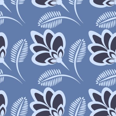 Kusursuz desen, uçsuz bucaksız doku, biçimlendirilmiş çiçekler, grafikler. Bitkiler. Tasarım ögeleri - Duvar kağıdı, tekstil, paketleme, siteler veya mobil uygulamalar için arkaplan