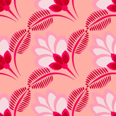 Kusursuz desen, uçsuz bucaksız doku, biçimlendirilmiş çiçekler, grafikler. Bitkiler. Tasarım ögeleri - Duvar kağıdı, tekstil, paketleme, siteler veya mobil uygulamalar için arkaplan