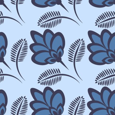 Kusursuz desen, uçsuz bucaksız doku, biçimlendirilmiş çiçekler, grafikler. Bitkiler. Tasarım ögeleri - Duvar kağıdı, tekstil, paketleme, siteler veya mobil uygulamalar için arkaplan