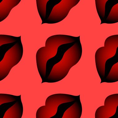 Kusursuz desen, kare arkaplanda sonsuz doku stilize edilmiş dudaklar, yarı açık ağız izole edilmiş, grafikler. Moda ve tarzın bohem dünyası. Gerçeküstü. Tasarım elemanları. Web sitesi, blog, duvar kağıdı, tekstil, ambalaj için arkaplan.