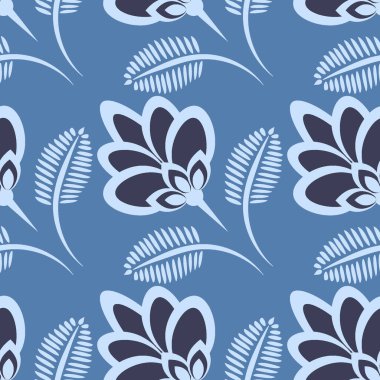 Kusursuz desen, uçsuz bucaksız doku, biçimlendirilmiş çiçekler, grafikler. Bitkiler. Tasarım ögeleri - Duvar kağıdı, tekstil, paketleme, siteler veya mobil uygulamalar için arkaplan