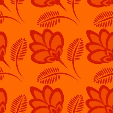 Kusursuz desen, uçsuz bucaksız doku, biçimlendirilmiş çiçekler, grafikler. Bitkiler. Tasarım ögeleri - Duvar kağıdı, tekstil, paketleme, siteler veya mobil uygulamalar için arkaplan