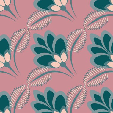 Kusursuz desen, uçsuz bucaksız doku, biçimlendirilmiş çiçekler, grafikler. Bitkiler. Tasarım ögeleri - Duvar kağıdı, tekstil, paketleme, siteler veya mobil uygulamalar için arkaplan