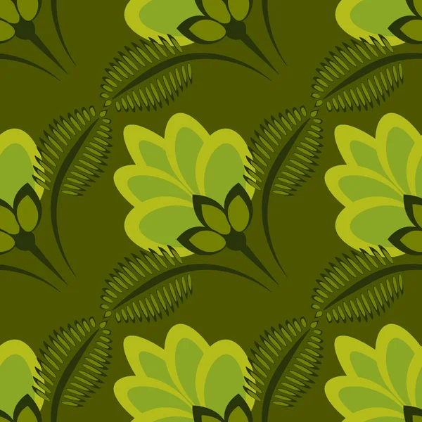 Patrón Sin Costuras Textura Sin Fin Flores Estilizadas Gráficos Plantas — Vector de stock