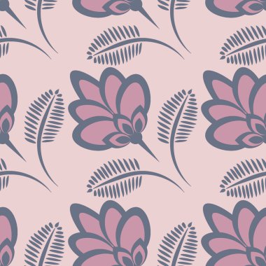 Kusursuz desen, uçsuz bucaksız doku, biçimlendirilmiş çiçekler, grafikler. Bitkiler. Tasarım ögeleri - Duvar kağıdı, tekstil, paketleme, siteler veya mobil uygulamalar için arkaplan