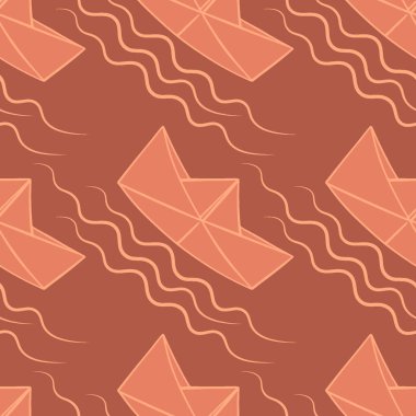 Stilize kağıttan tekneler - grafikler. Deniz ya da okyanus, su, serbest yüzme, çocukluk, origami