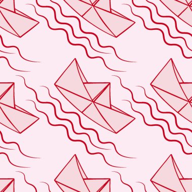 Stilize kağıttan tekneler - grafikler. Deniz ya da okyanus, su, serbest yüzme, çocukluk, origami