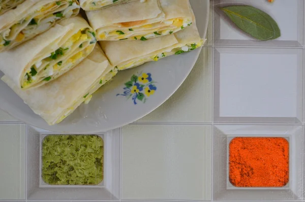 Rollos con pan de pita — Foto de Stock