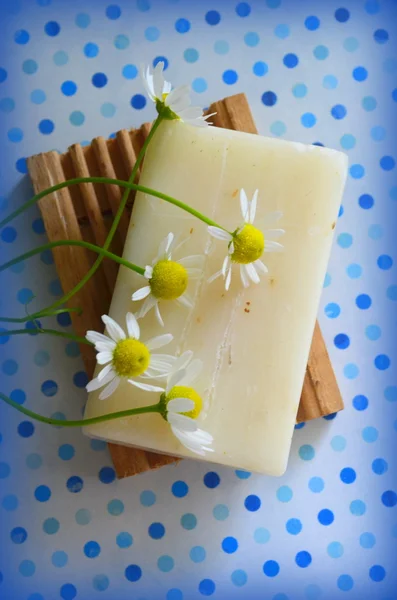 Natural soap with chamomile — Stock Photo, Image