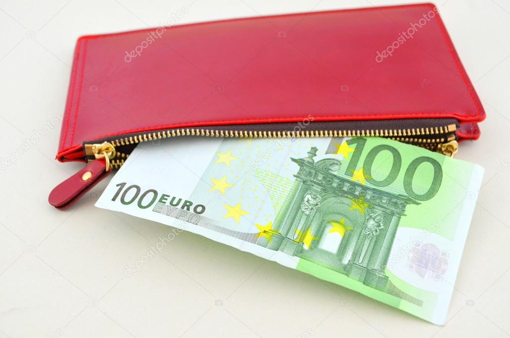 One hundred euro in the red purse