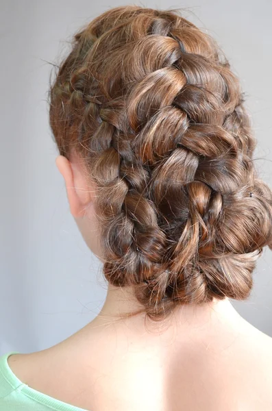 Hairstyle with French braids — Stock Photo, Image