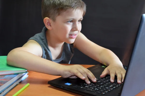 Boy with laptop Royalty Free Stock Images
