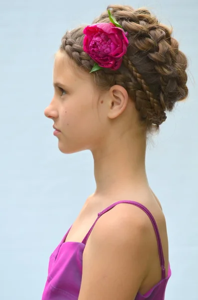 Penteado com tranças francesas — Fotografia de Stock